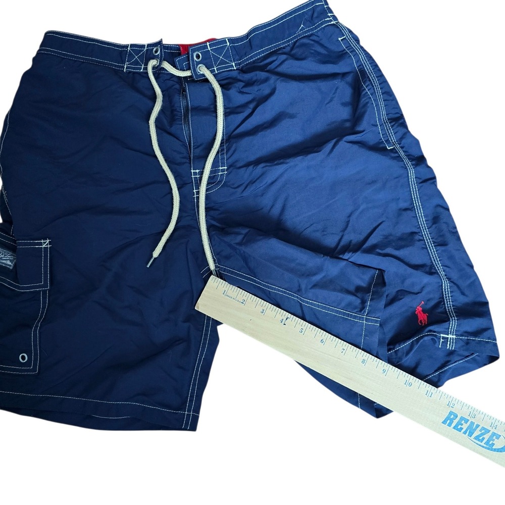 Polo‎ Ralph Lauren Navy Blue Cargo Pocket Swim Trunks Men's Medium - Picture 3 of 10